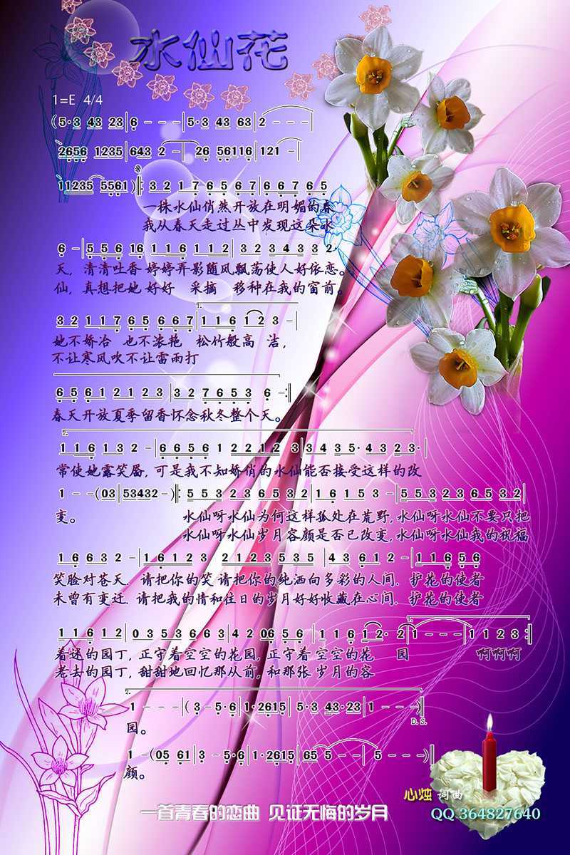 水仙花简谱-心烛